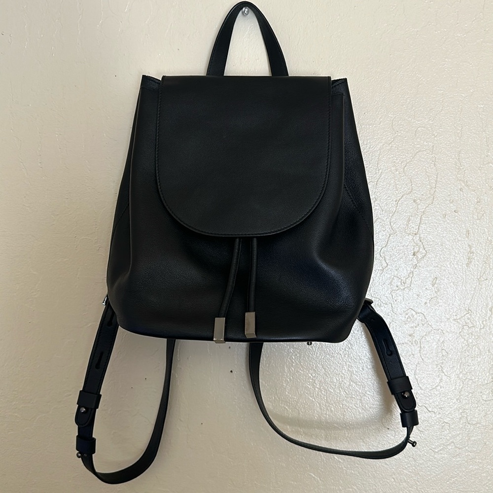 Everlane Black Leather Drawstring Backpack